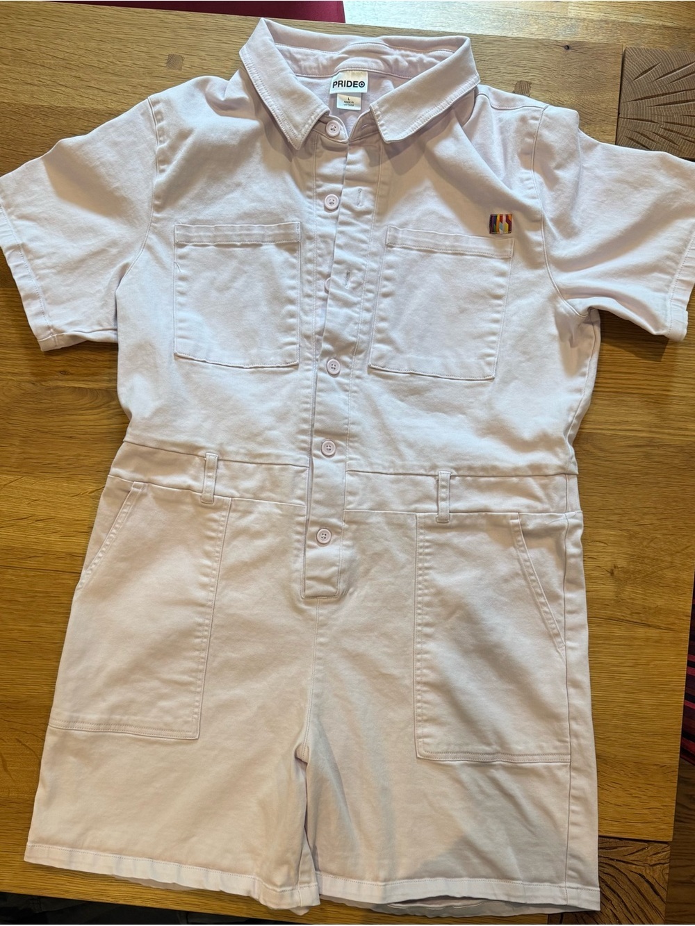 Target Pride Lilac Romper Collared Button Up Short Sleeve Utility Size L
